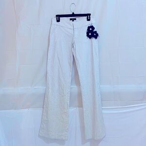 Sky Pin Stripped Low Rise Flared Leg Pants with Floral Appliqué Size 6